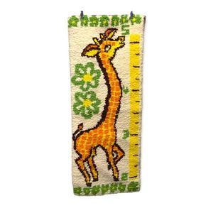 Vintage Latch Hook Children’s Height Chart Giraffe Hanging Handmade 2ft - 5ft